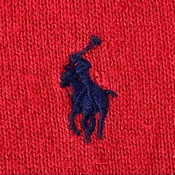 Polo Ralph Lauren Sweater, Red Pima Cotton Sweater with Blue Polo Pony, EUC - Picture 4 of 11